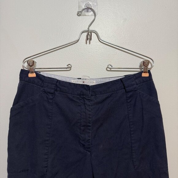 Tommy Hilfiger Soft Navy Cargo Capri Pants Size 10 Womens Cotton Blend - Picture 3 of 7